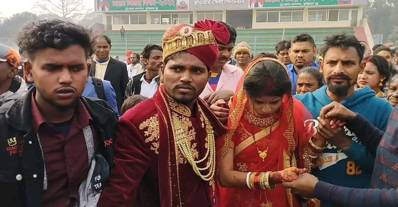 হেলিকপ্টারে কুড়িগ্রাম থেকে বধু নিয়ে গেল নেত্রকোনার এক হরিজন যুবক