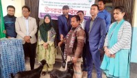 বগুড়া আদমদীঘিতে ক্ষুদ্র নৃ-গোষ্ঠীর মাঝে ছাগল ও উপকরণ বিতরন