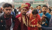 হেলিকপ্টারে কুড়িগ্রাম থেকে বধু নিয়ে গেল নেত্রকোনার এক হরিজন যুবক