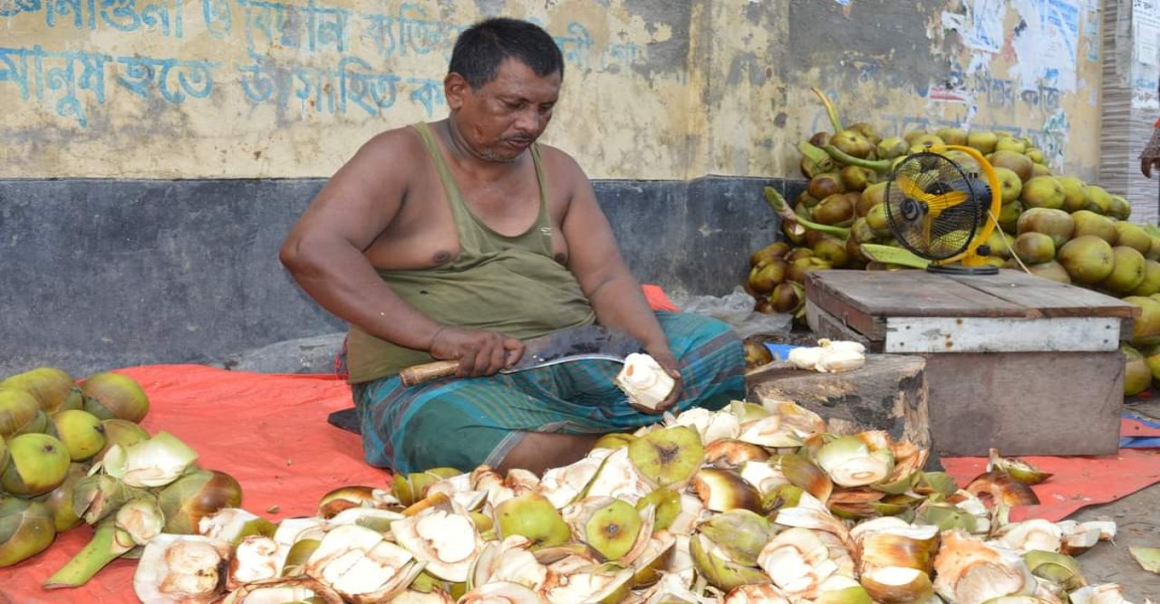 বগুড়ায় গরমে কদর বেড়েছে তাল শাঁসের