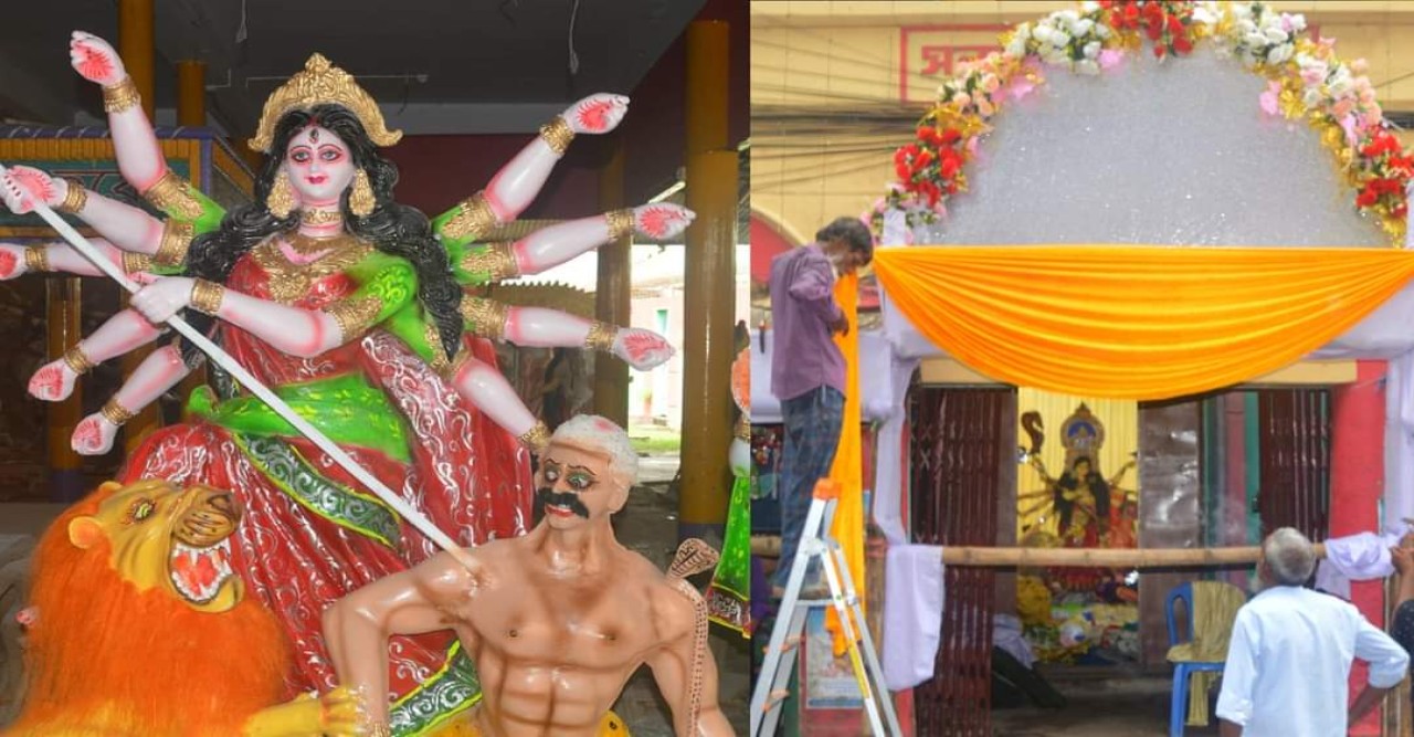 আজ থেকে শুরু শারদীয় দুর্গাপূজা, বগুড়ায় মণ্ডপে মণ্ডপে চলছে দেবী বরণের প্রস্তুতি