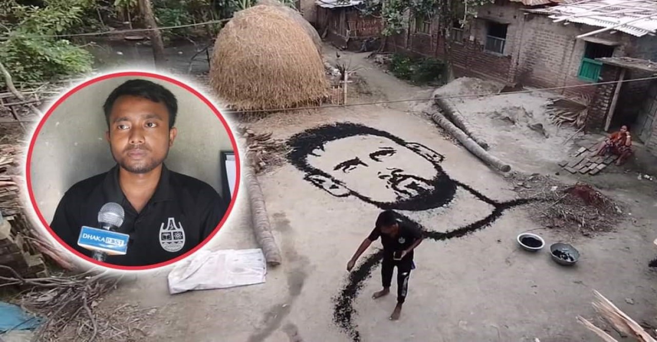 ছাই-পেন্সিল দিয়ে ছবি আঁকেন জয়পুরহাটের প্রসেনজিৎ